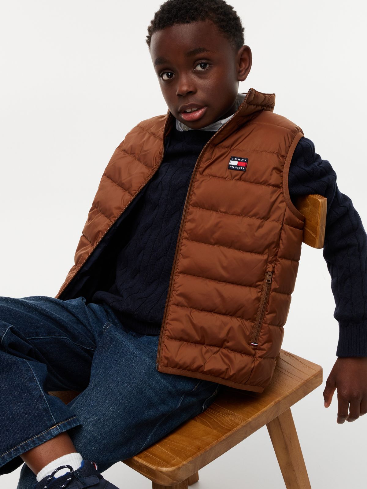 Kids' Packable Water-Resistant Vest — Pecan Nut