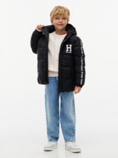Kids' Water-Resistant Hooded Puffer — Black 2