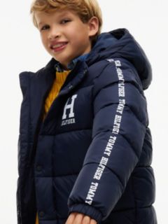 Kids' Water-Resistant Hooded Puffer — Navy Blue 4