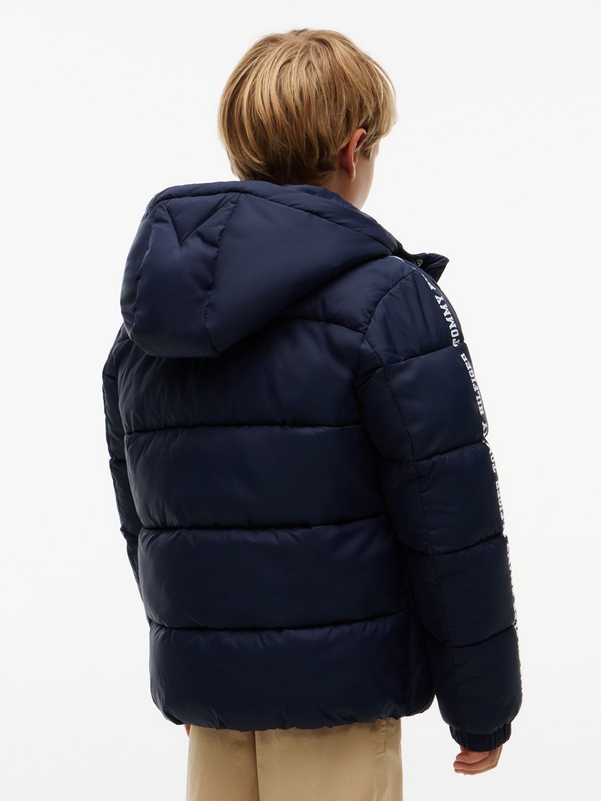 Kids' Water-Resistant Hooded Puffer — Navy Blue
