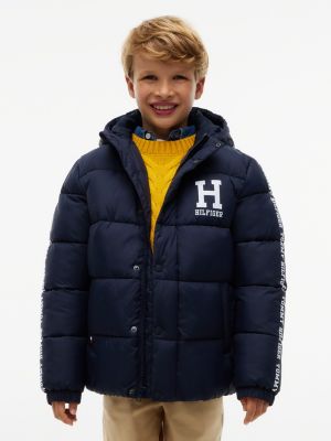 Kids' Water-Resistant Hooded Puffer, Navy Blue
