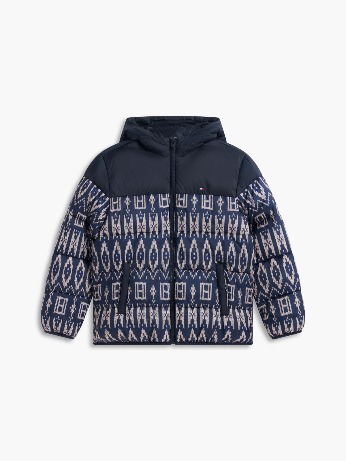 Kids' Water-Repellent Fair Isle Puffer — Navy Blue