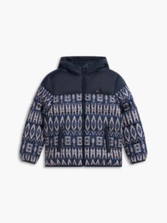 Kids' Water-Repellent Fair Isle Puffer — Navy Blue 6