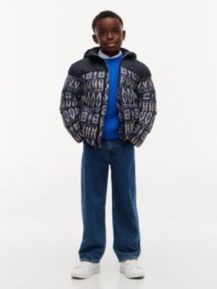 Kids' Water-Repellent Fair Isle Puffer — Navy Blue 2
