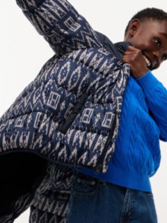 Kids' Water-Repellent Fair Isle Puffer — Navy Blue 3