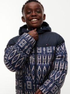 Kids' Water-Repellent Fair Isle Puffer — Navy Blue 4