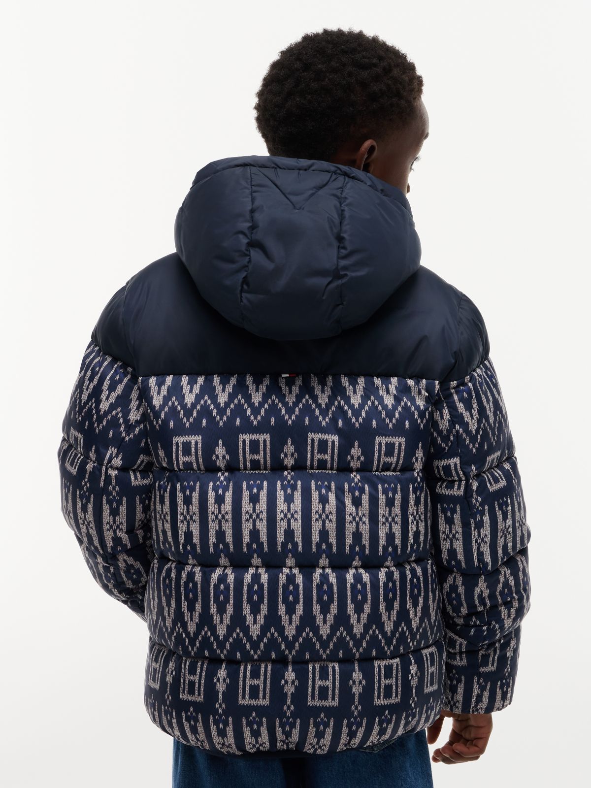 Kids' Water-Repellent Fair Isle Puffer — Navy Blue