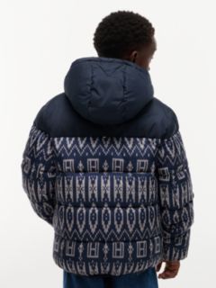 Kids' Water-Repellent Fair Isle Puffer — Navy Blue 5