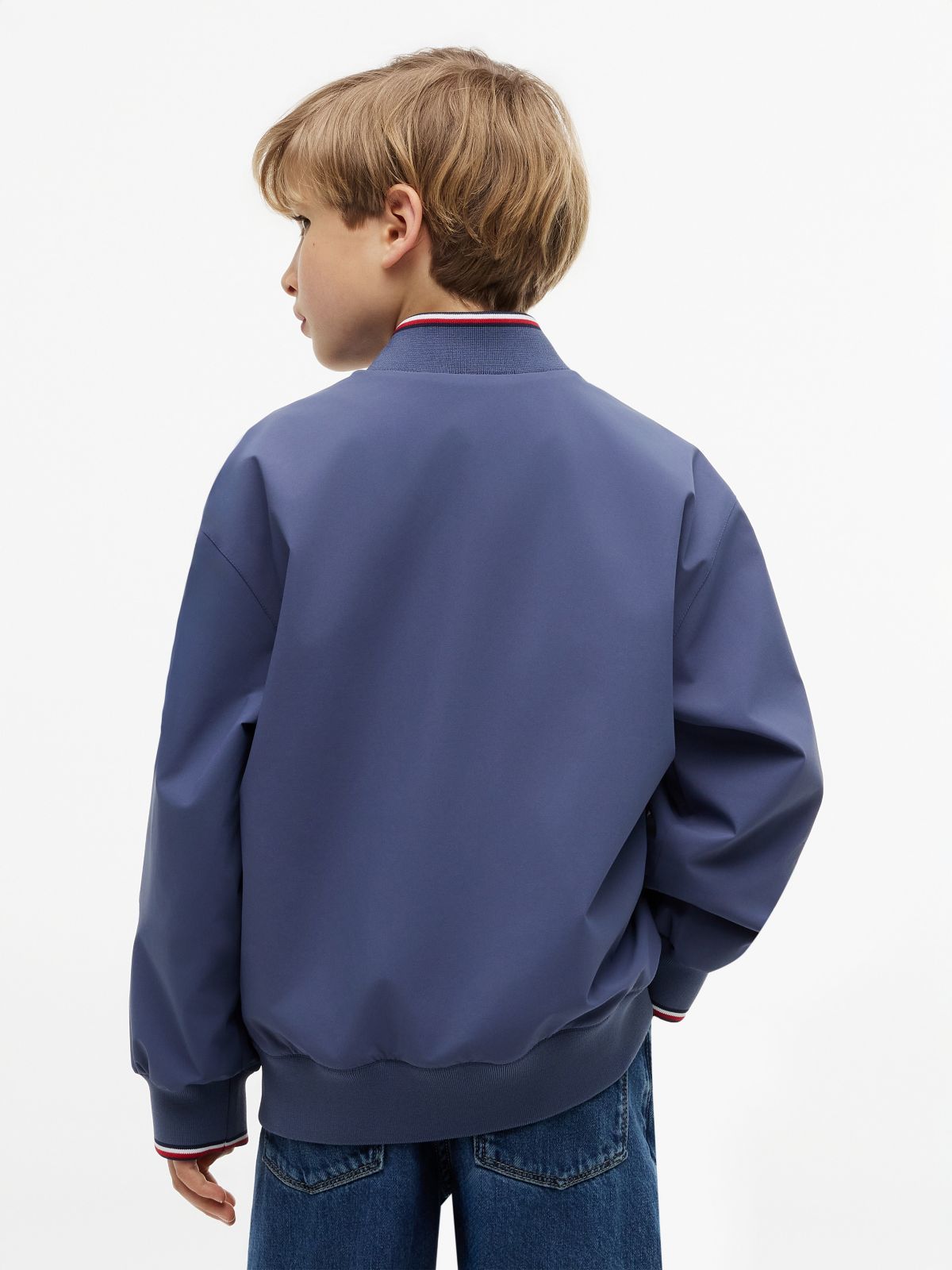 Kids' Hilfiger Logo Bomber Jacket — Faded Indigo