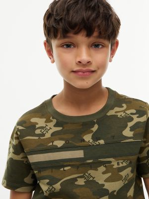 Детская футболка Tommy Hilfiger Allover Monogram Camo, цвет: Зелёный — фото 3