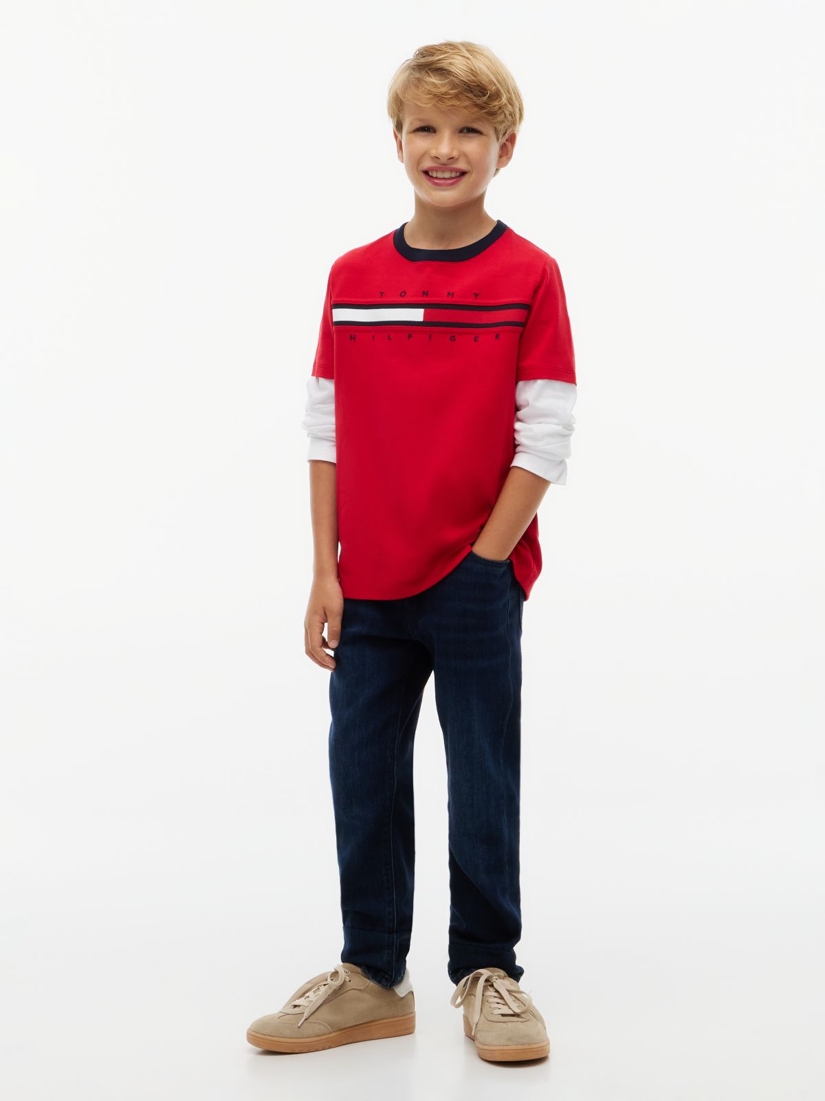 Kids' Double-Sleeve T-Shirt — Red