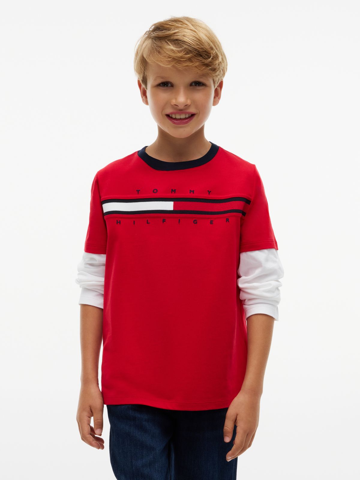 Kids' Double-Sleeve T-Shirt — Red