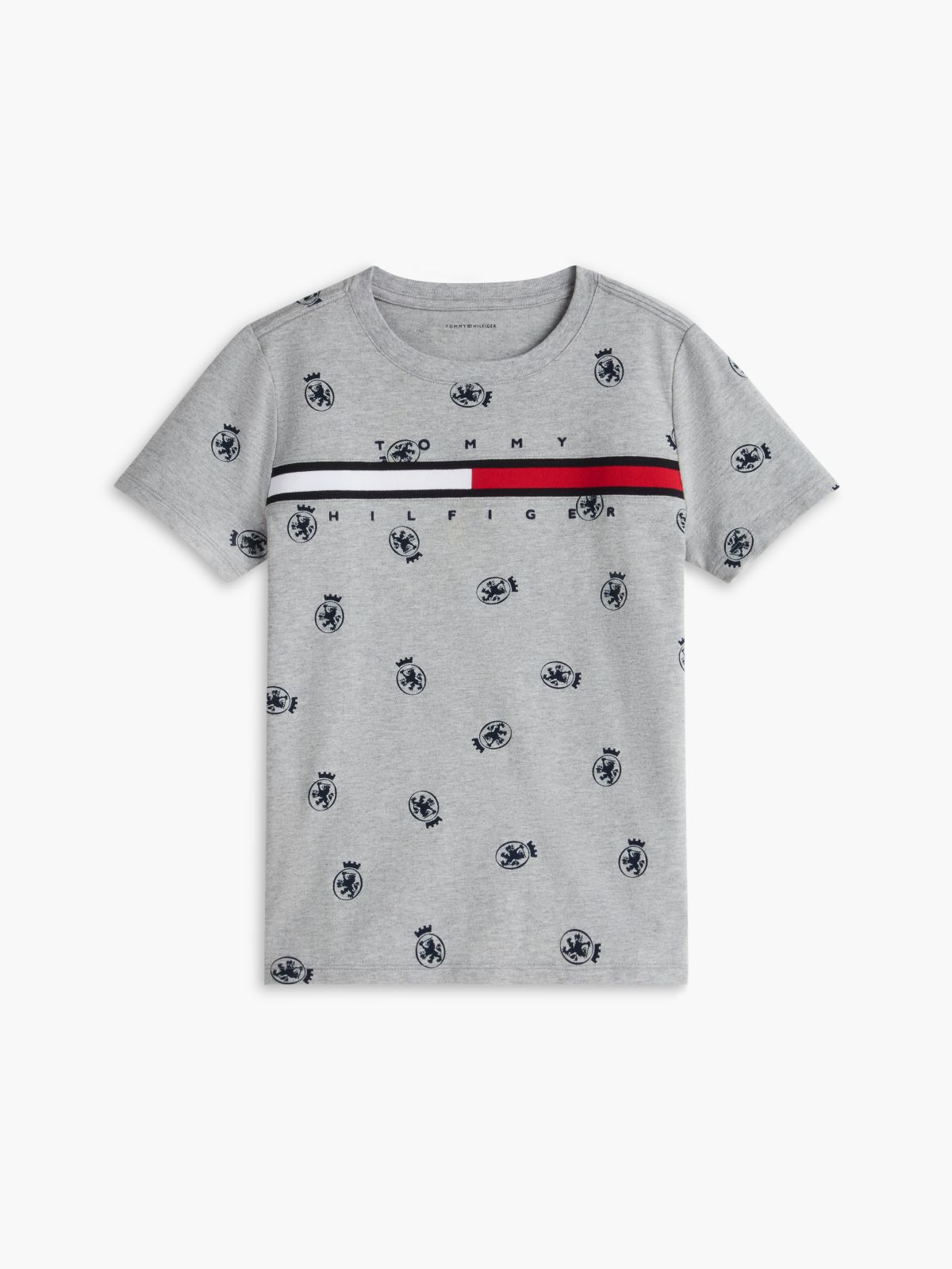 Kids' Allover Crest Logo T-Shirt — Light Grey Heather