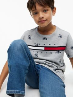 Kids' Allover Crest Logo T-Shirt — Light Grey Heather 3
