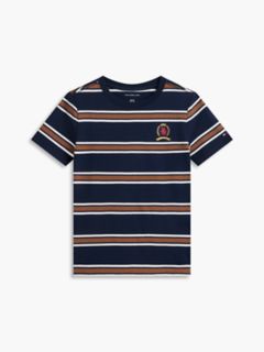 Kids' Crest Logo Striped T-Shirt — Carbon Navy 5