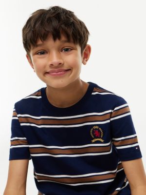 Детские футболки Tommy Hilfiger Kids' Crest Logo Striped T-Shirt — фото 3