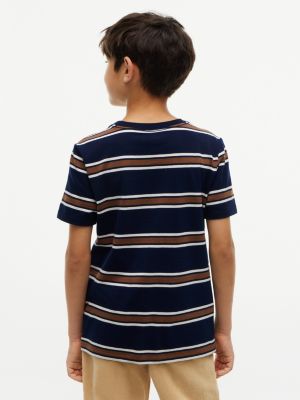 Детские футболки Tommy Hilfiger Kids' Crest Logo Striped T-Shirt — фото 4