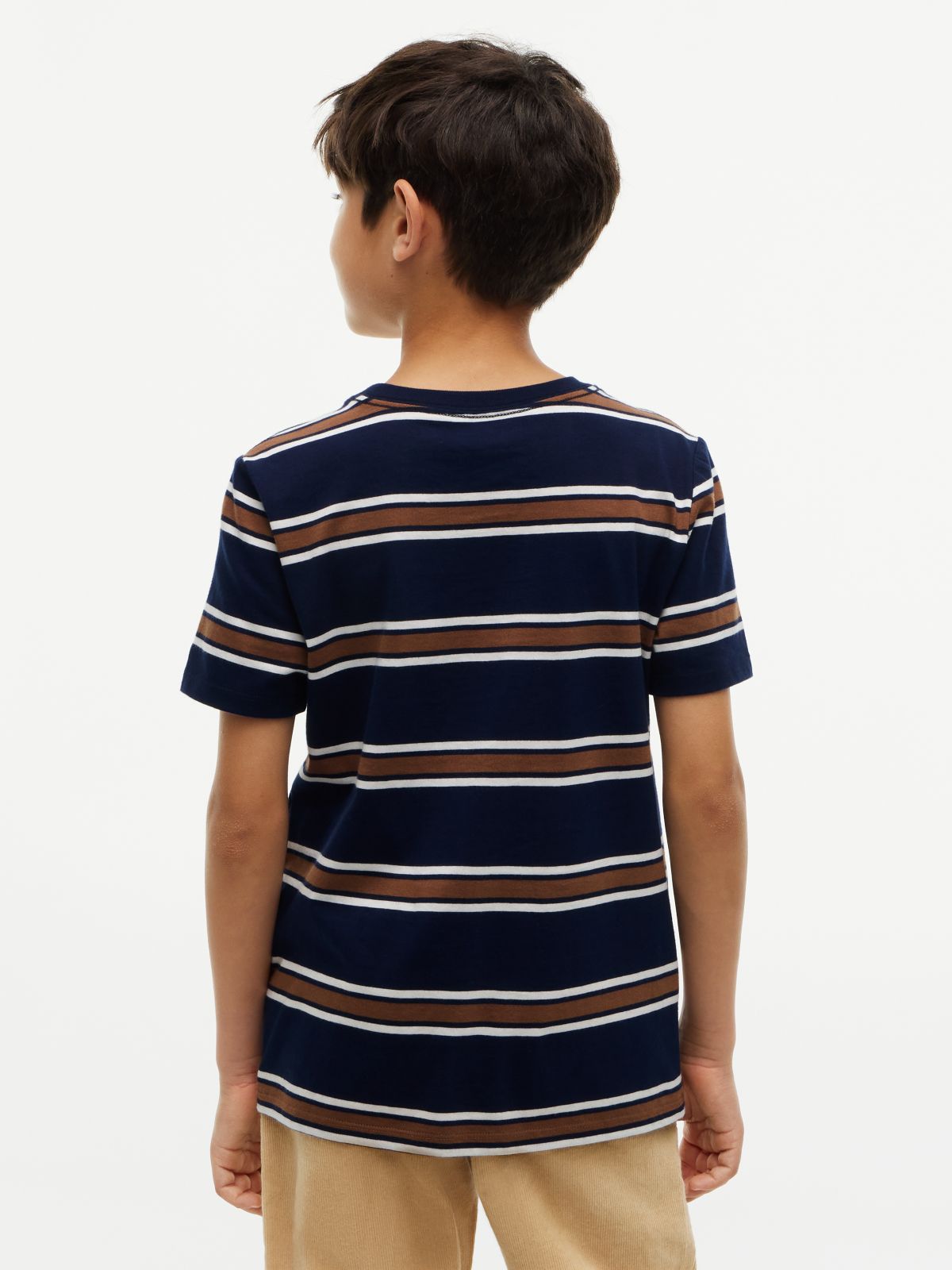 Kids' Crest Logo Striped T-Shirt — Carbon Navy