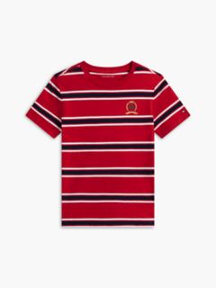Kids' Crest Logo Striped T-Shirt — Medium Red 5