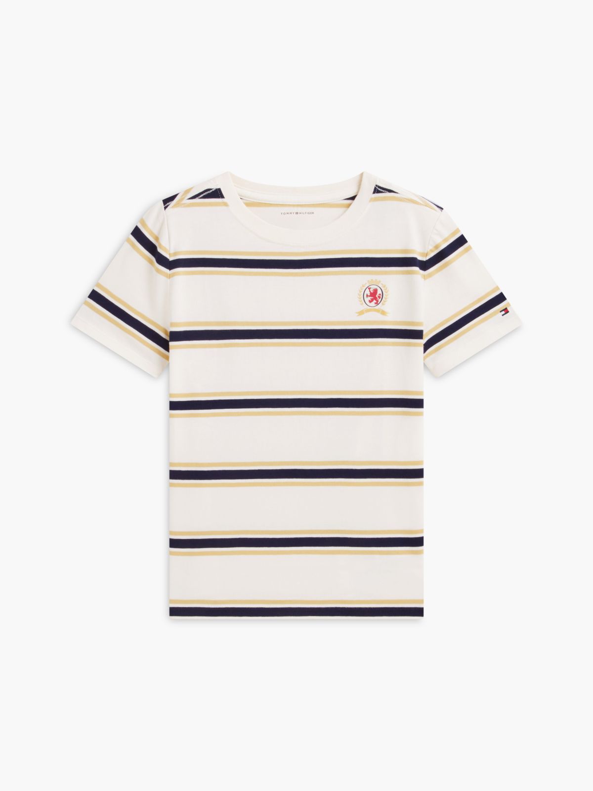 Kids' Crest Logo Striped T-Shirt — White