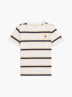 Kids' Crest Logo Striped T-Shirt — White 5