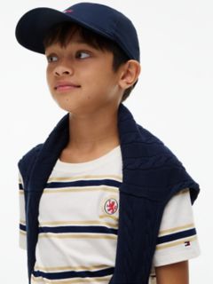 Kids' Crest Logo Striped T-Shirt — White 3