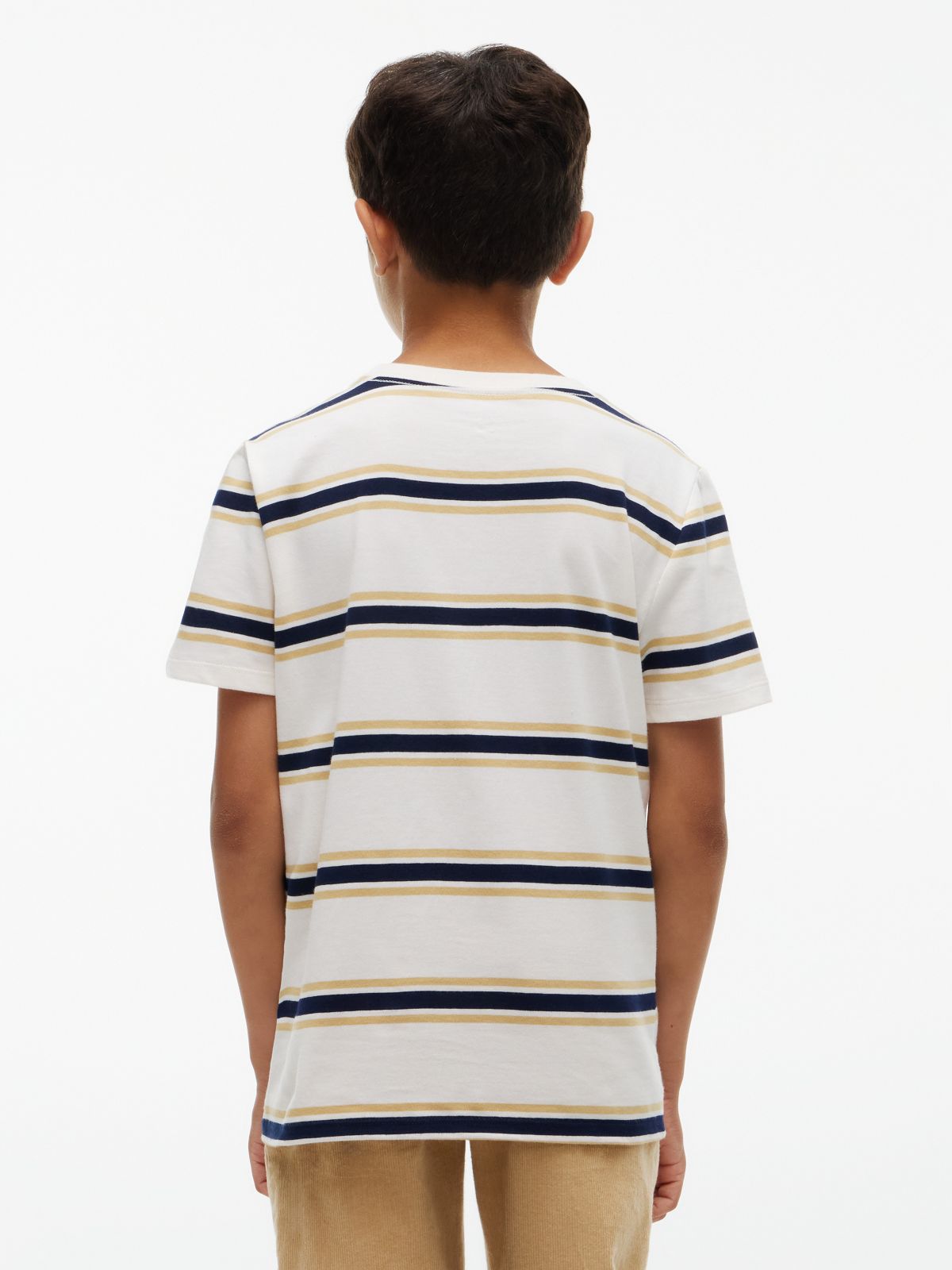 Kids' Crest Logo Striped T-Shirt — White