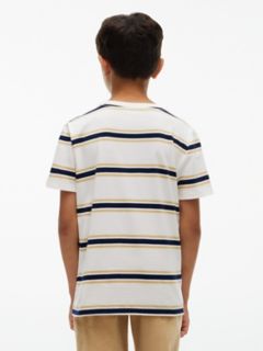 Kids' Crest Logo Striped T-Shirt — White 4