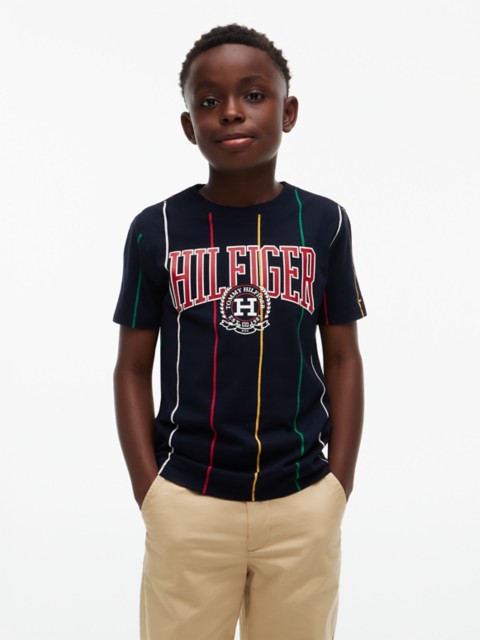 Детские футболки Tommy Hilfiger Kids' Hilfiger Pinstripe Varsity T-Shirt
