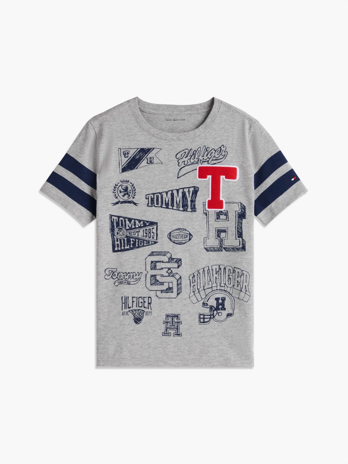 Kids' Allover Varsity Logo Mix T-Shirt — Light Grey Heather