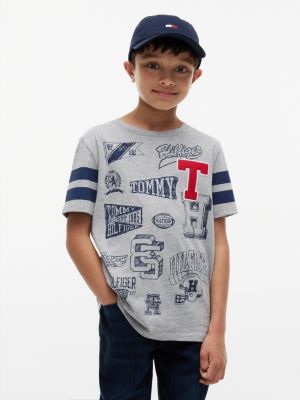 Kids' Allover Varsity Logo Mix T-Shirt, Light Grey Heather