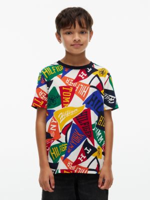 Kids' Allover Varsity Pennant T-Shirt, White