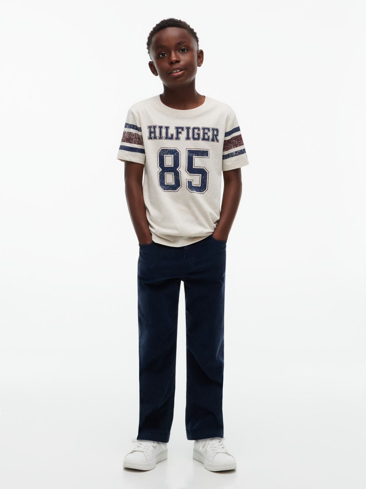 Kids' Hilfiger 85 Logo T-Shirt — Heathered Oatmilk