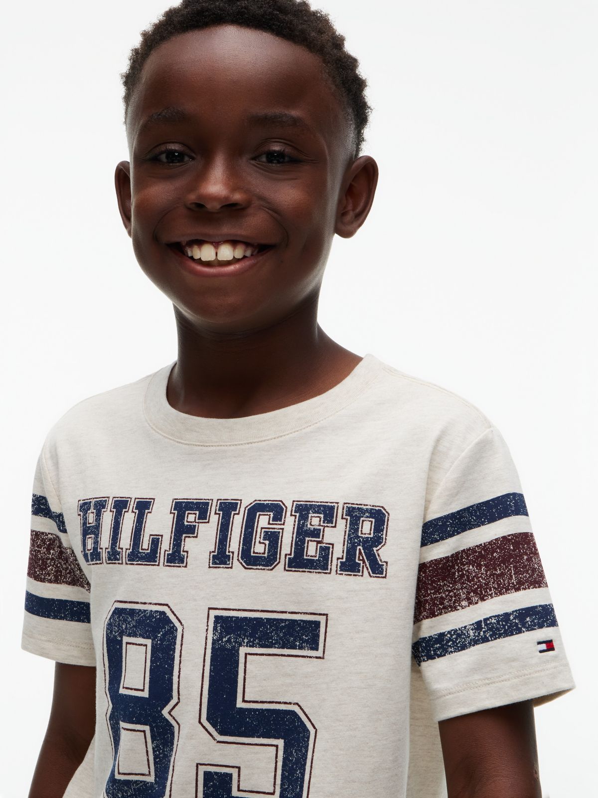 Kids' Hilfiger 85 Logo T-Shirt — Heathered Oatmilk