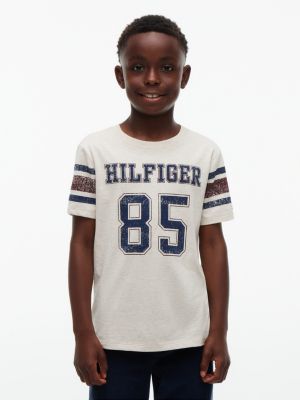 Kids' Hilfiger 85 Logo T-Shirt, Heathered Oatmilk
