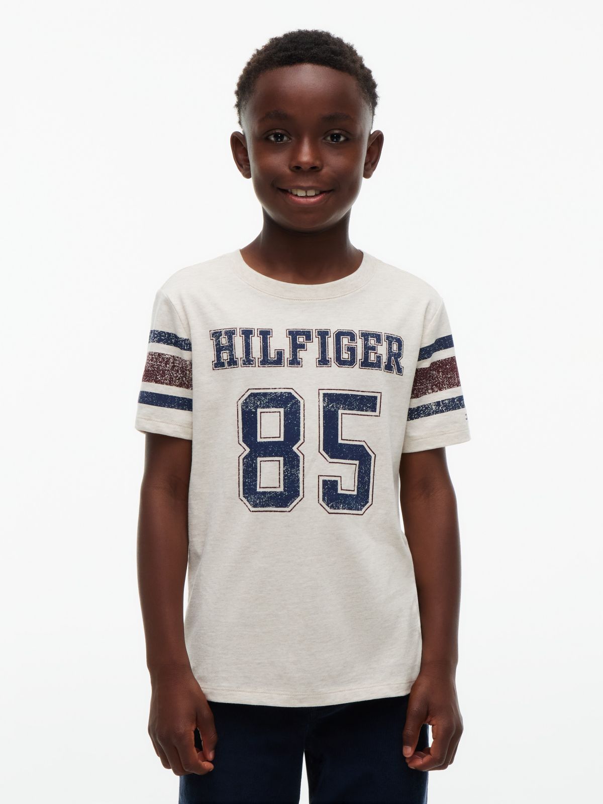 Kids' Hilfiger 85 Logo T-Shirt — Heathered Oatmilk