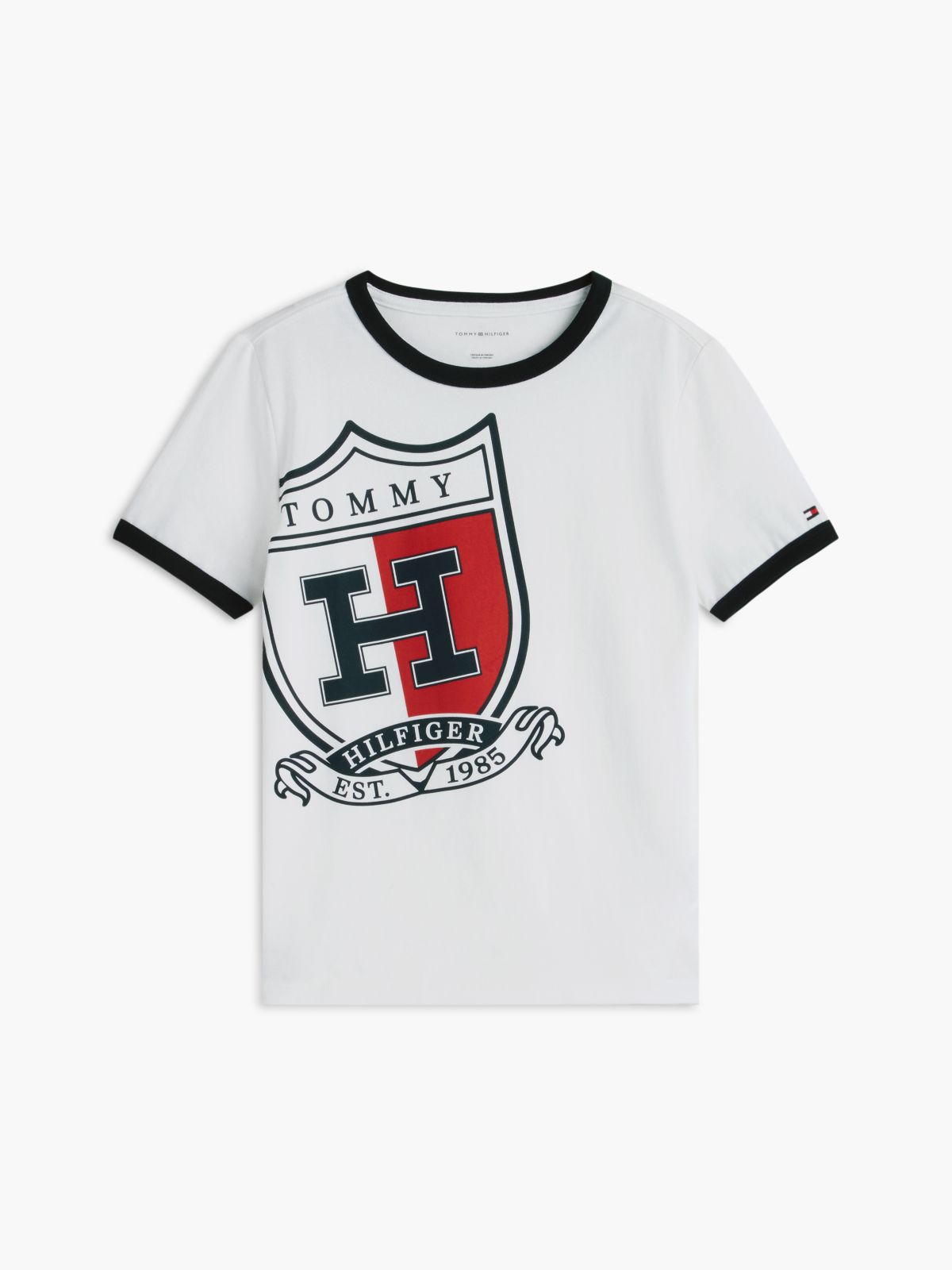 Kids' Shield Logo Ringer T-Shirt — White