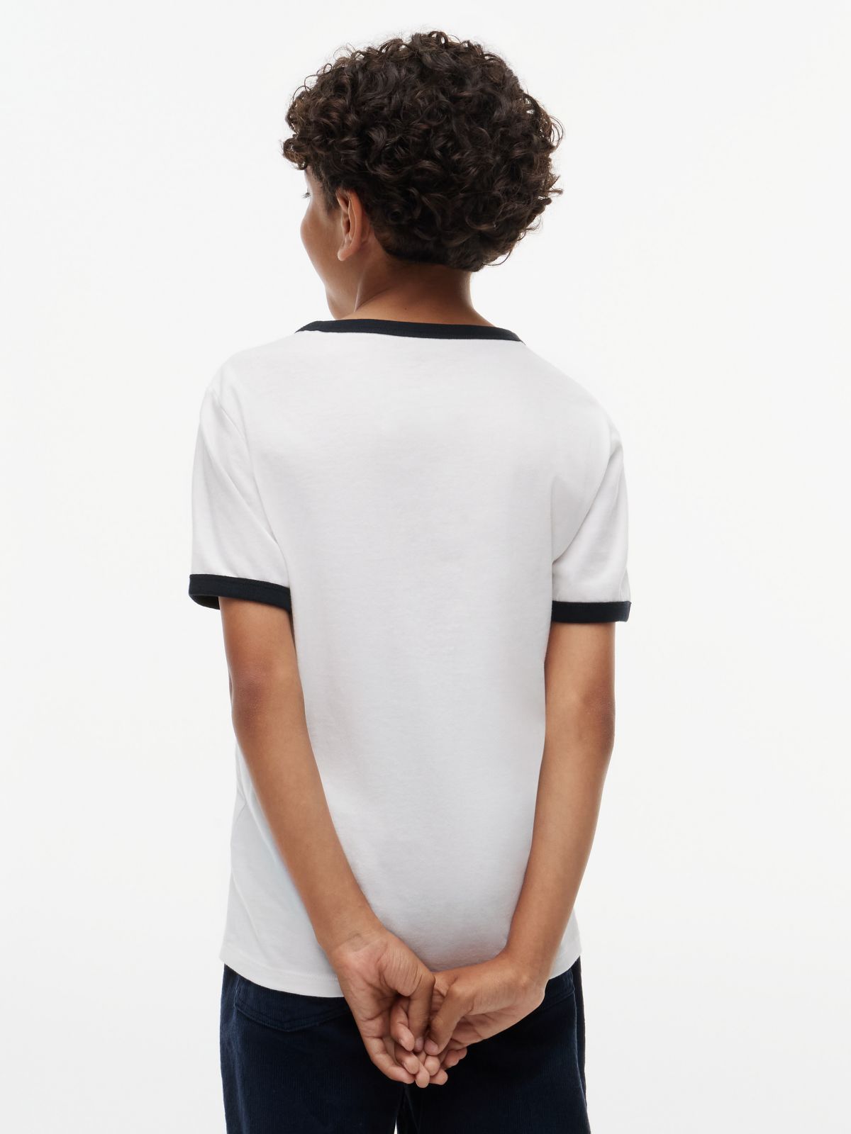 Kids' Shield Logo Ringer T-Shirt — White