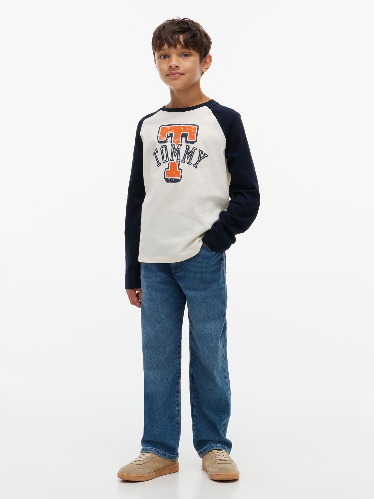 Kids' Tommy Logo Raglan T-Shirt — White
