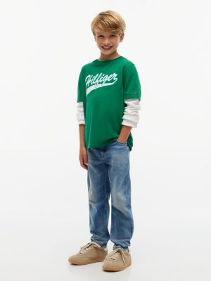 Детская футболка Tommy Hilfiger Hilfiger Double-Sleeve, цвет: Зелёный — фото 2
