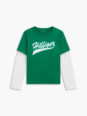 Детская футболка Tommy Hilfiger Hilfiger Double-Sleeve, цвет: Зелёный — фото 5