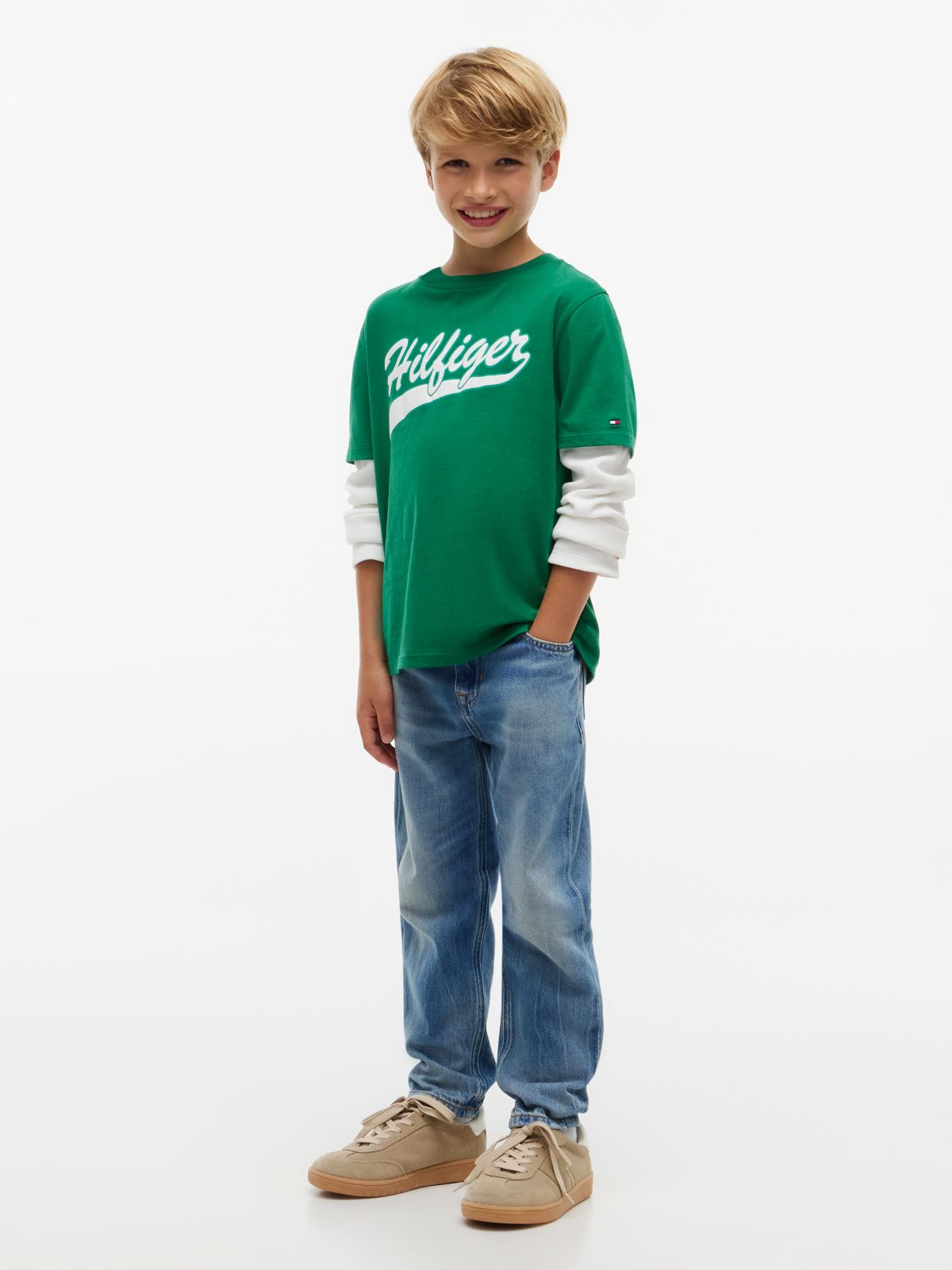 Kids' Hilfiger Double-Sleeve T-Shirt — Nouveau Green