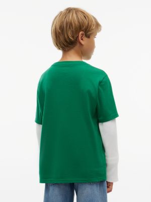 Детская футболка Tommy Hilfiger Hilfiger Double-Sleeve, цвет: Зелёный — фото 4