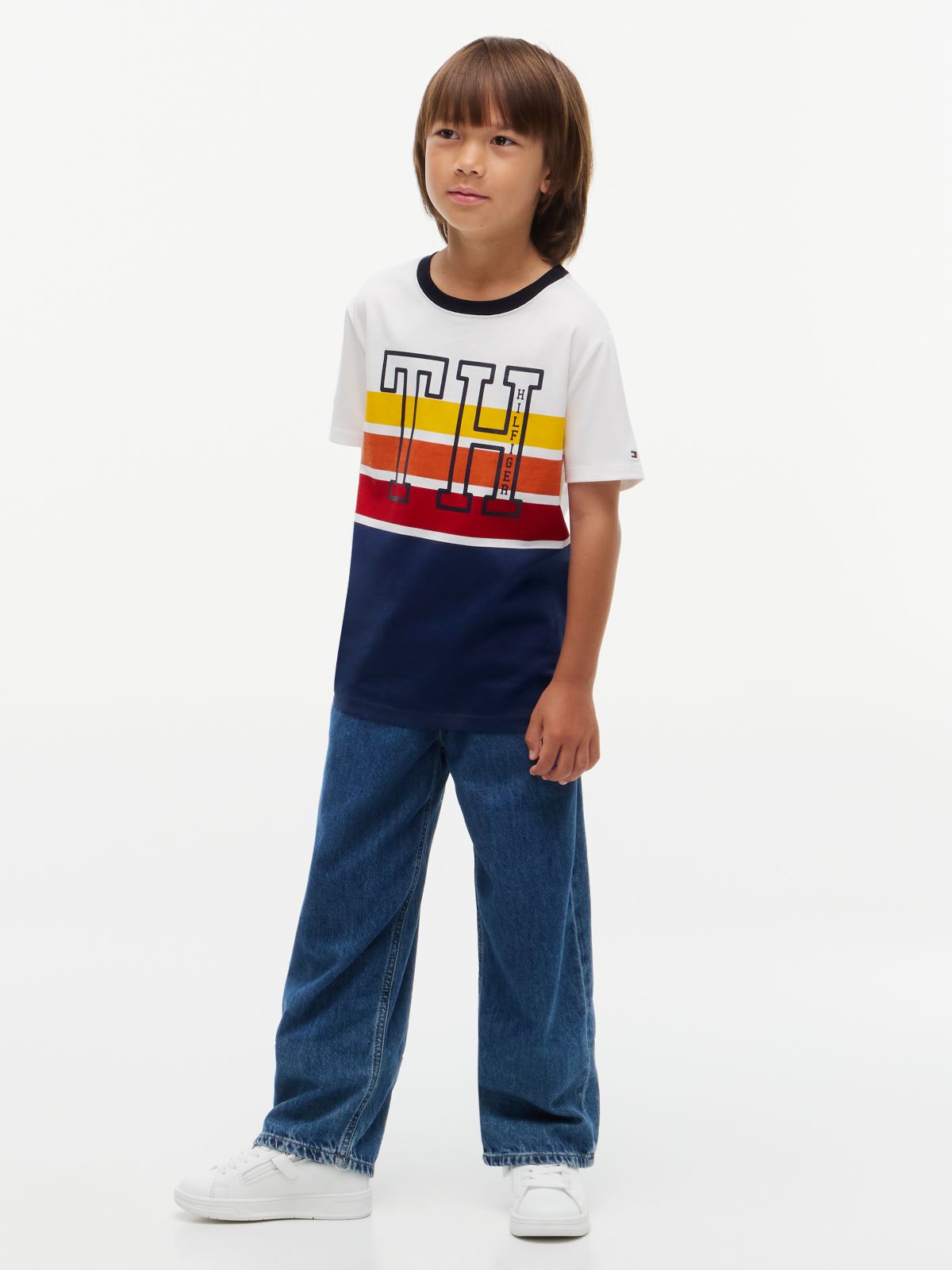 Kids' Monogram Ombre Stripe T-Shirt — Ecru