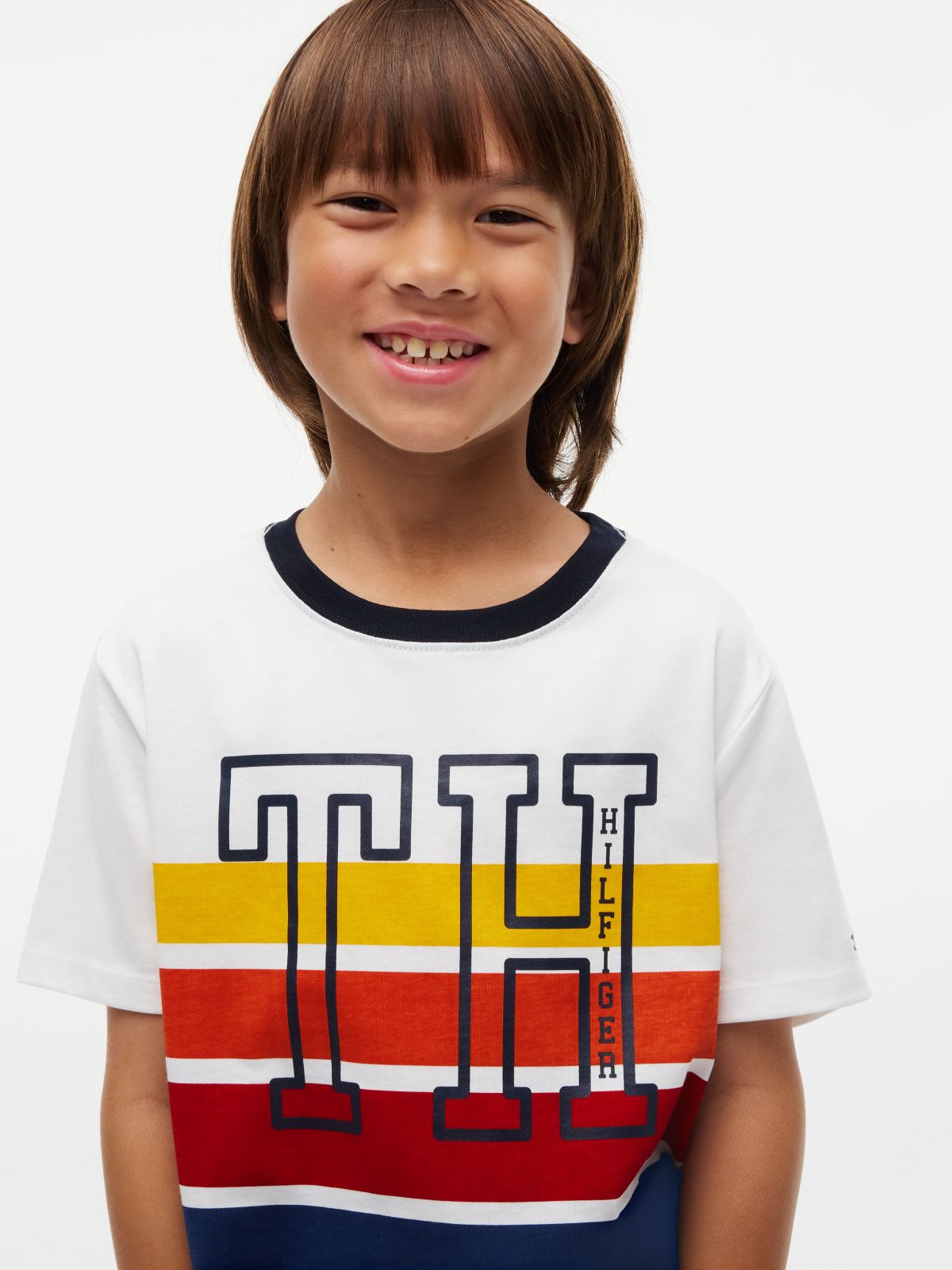 Kids' Monogram Ombre Stripe T-Shirt — Ecru