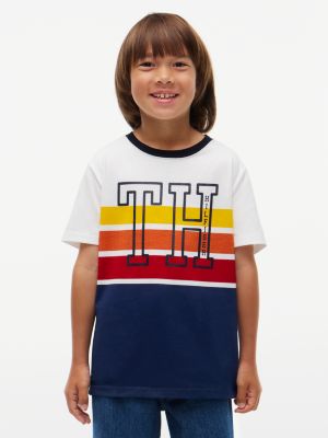 Kids' Monogram Ombre Stripe T-Shirt, Ecru