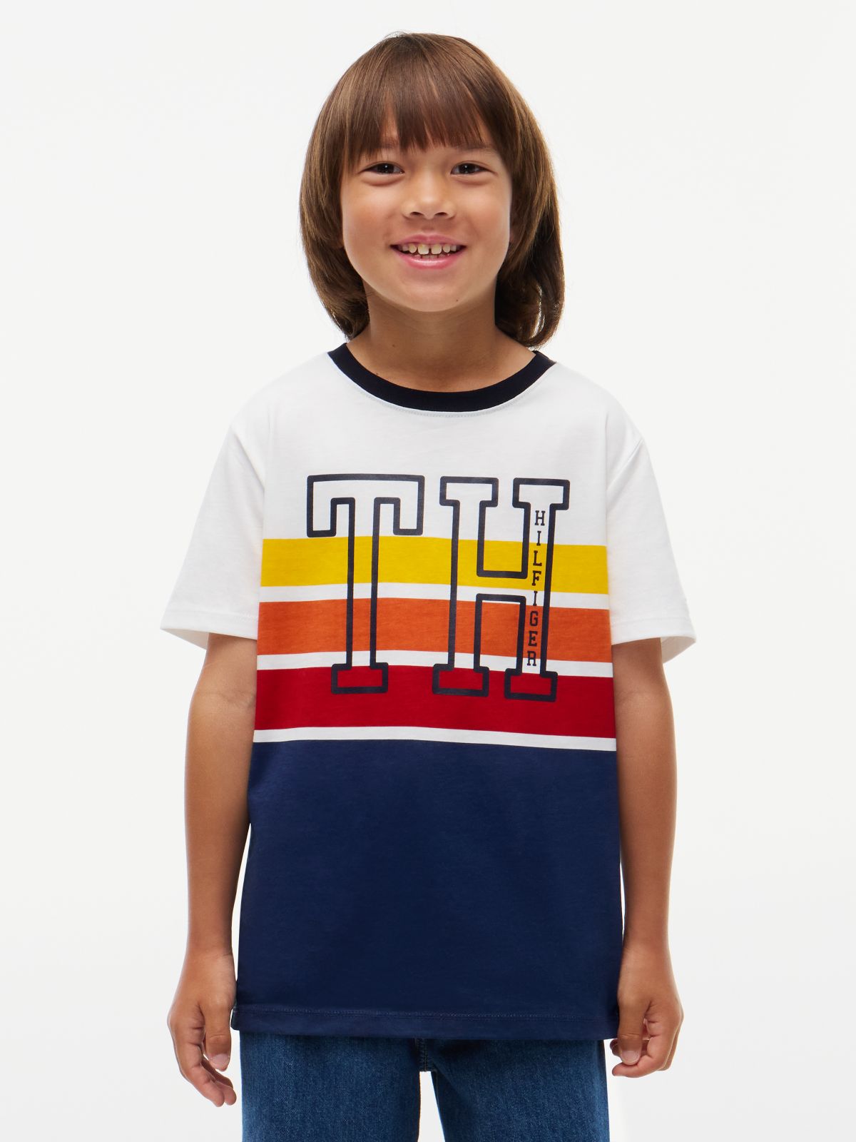Kids' Monogram Ombre Stripe T-Shirt — Ecru