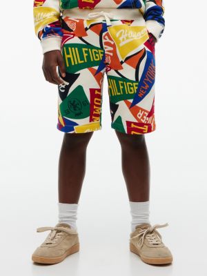 Kids' Allover Varsity Pennant Sweatshort, White