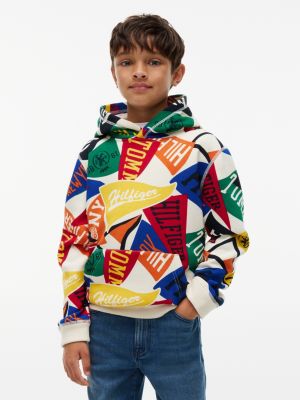 Kids' Allover Varsity Pennant Hoodie, White