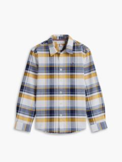 Kids' Check Stretch Oxford Shirt — White 5